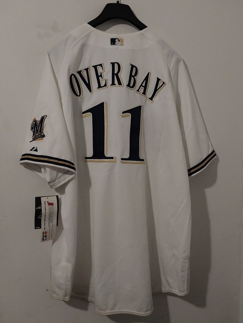 Majestic Vtg. Milwaukee Brewers Lyle Overbay Home Authentic Jersey Size 69
